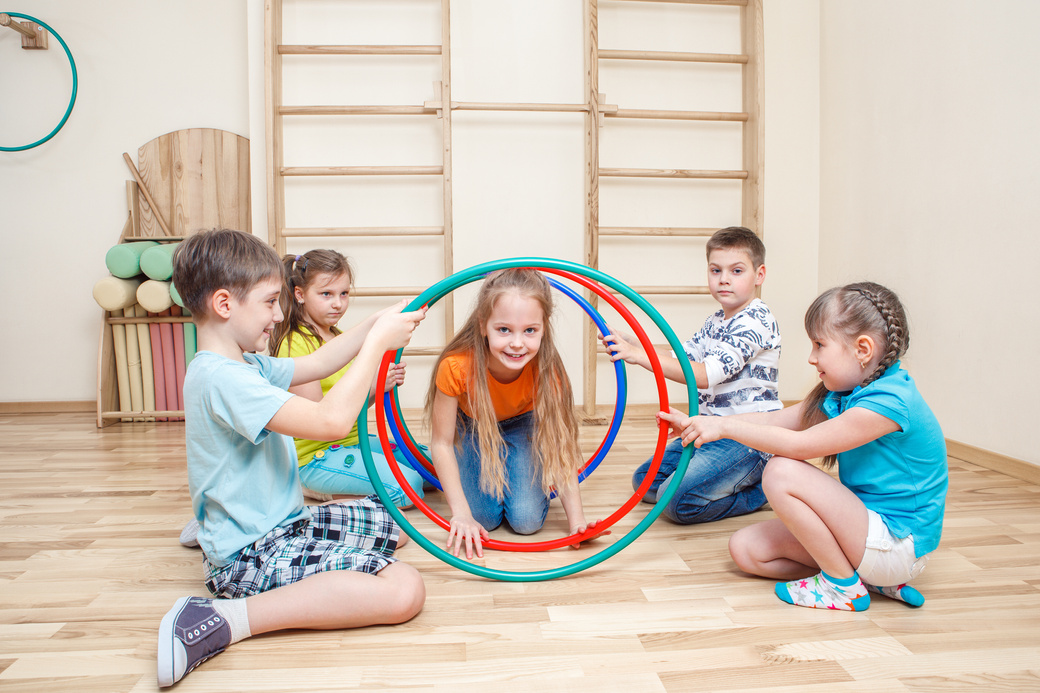 Kids with hula hoops